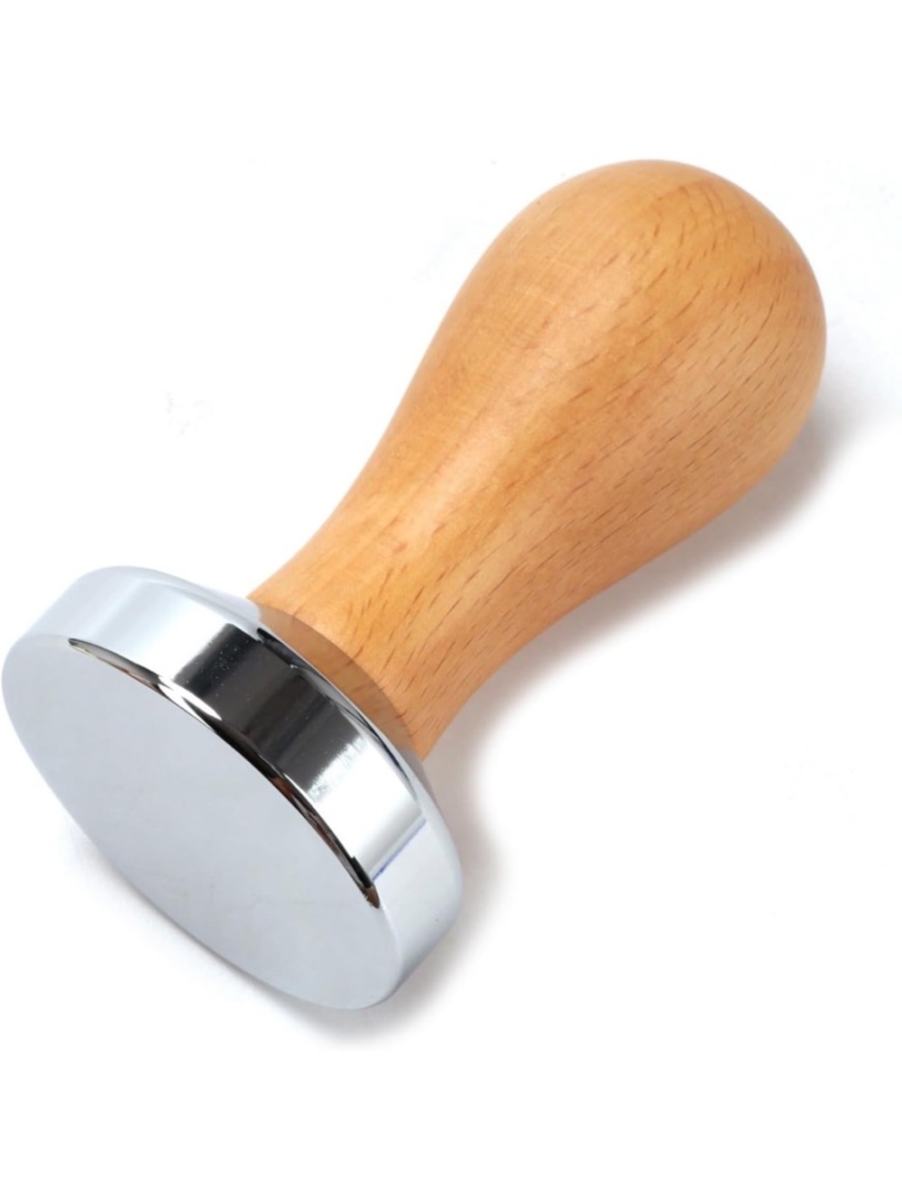 Wood Handle Espresso Tamper - Natural Wood & Silver